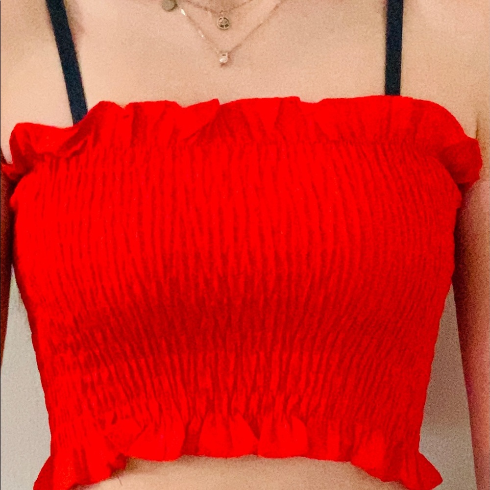 Ruffled crop tube top